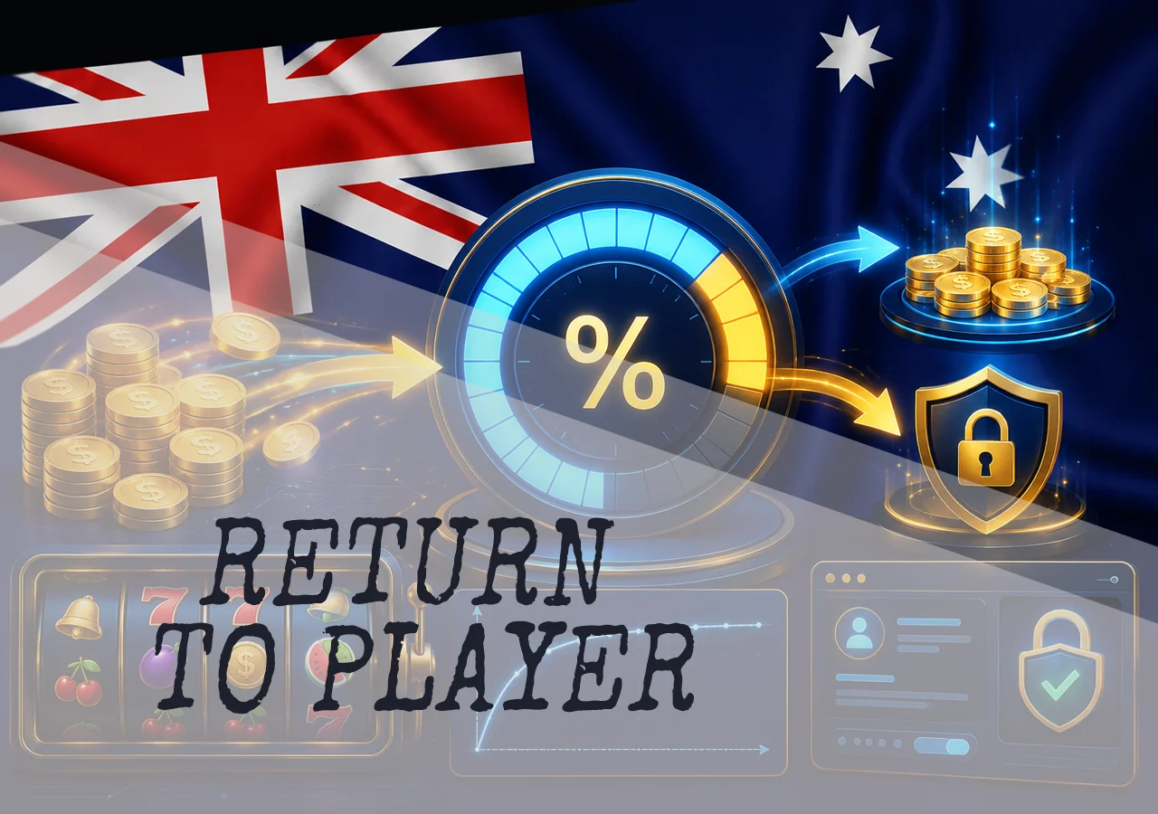 Explanation of RTP math in online pokies with player return, house edge, coins, and probability graph